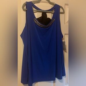 Womens Catherine’s black label Royal Blue Embellished Tank Top size 3X